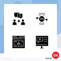 Stock Vector Icon Pack of 4 Line Signs and Symbols for man web adn bone download Editable Vector Design Elements