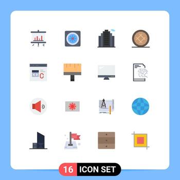 conjunto moderno de 16 colores planos y símbolos como desarrollar código real c paquete editable de alimentos de elementos de diseño de vectores creativos