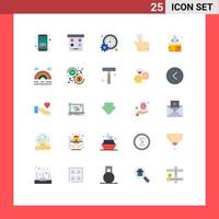 Modern Set of 25 Flat Colors Pictograph of start touch business gesture time Editable Vector Design Elements