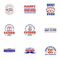 HAPPY FATHERS DAY 9 Blue and red HOLIDAY HAND LETTERING VECTOR HAND LETTERING GREETING TYPOGRAPHY Editable Vector Design Elements