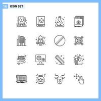 Set of 16 Modern UI Icons Symbols Signs for file app service software acid Editable Vector Design Elements