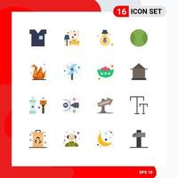 16 Universal Flat Color Signs Symbols of hobbies tennis heart sport motivation Editable Pack of Creative Vector Design Elements