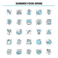 25 Summer Food Drink Black and Blue icon Set Creative Icon Design and logo template Creative Black Icon vector background