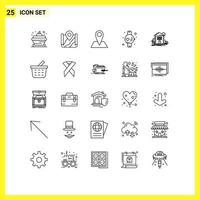 Pictogram Set of 25 Simple Lines of house watch destination sport pin Editable Vector Design Elements