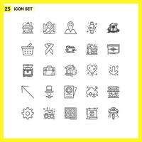 Pictogram Set of 25 Simple Lines of house watch destination sport pin Editable Vector Design Elements