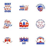 Happy fathers day 9 Blue and red Typography Fathers day background design Fathers day greeting card Editable Vector Design Elements
