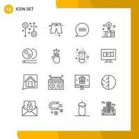 Pictogram Set of 16 Simple Outlines of snooker billiards chat smart hand Editable Vector Design Elements