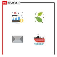 Modern Set of 4 Flat Icons Pictograph of fund tree public autumn message Editable Vector Design Elements