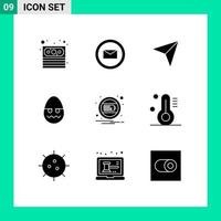 9 User Interface Solid Glyph Pack of modern Signs and Symbols of notification charge marker battery easter Editable Vector Design Elements