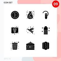 9 Universal Solid Glyphs Set for Web and Mobile Applications bird talk bluetooth idea conversation Editable Vector Design Elements