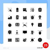 User Interface Pack of 25 Basic Solid Glyphs of bag wheat half cereals shopping Editable Vector Design Elements