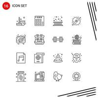 Universal Icon Symbols Group of 16 Modern Outlines of hardware data mixer computer fall Editable Vector Design Elements