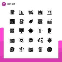 25 Universal Solid Glyphs Set for Web and Mobile Applications tubes chemistry space web alert Editable Vector Design Elements