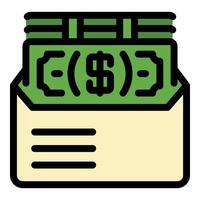 Dollars in an envelope icon color outline vector