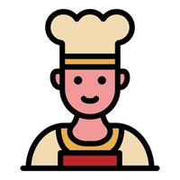 Chef in a hat icon color outline vector