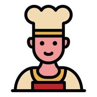 chef en un vector de contorno de color de icono de sombrero