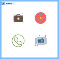 Flat Icon Pack of 4 Universal Symbols of bag phone camera reel storage circle Editable Vector Design Elements