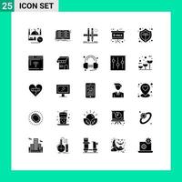 Set of 25 Commercial Solid Glyphs pack for physics formula emc study board scale Editable Vector Design Elements