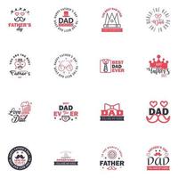 Set of fathers day 16 Black and Pink design elements Editable Vector Design Elements