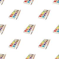 Watercolor in a box with brush pattern seamless vector