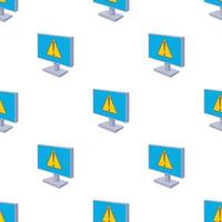 Computer monitor with a warning sign pattern seamless vector