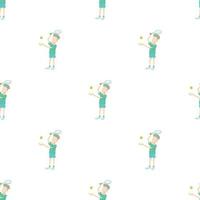 Young man playing tennis pattern seamless vector
