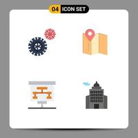 4 Universal Flat Icon Signs Symbols of tires statistics location chart building Editable Vector Design Elements
