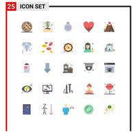 Universal Icon Symbols Group of 25 Modern Flat Colors of skin love growth heart gps Editable Vector Design Elements
