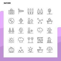 conjunto de iconos de línea natural conjunto de 25 iconos diseño de estilo minimalista vectorial conjunto de iconos negros paquete de pictogramas lineales vector