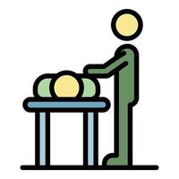 Masseur at work icon color outline vector