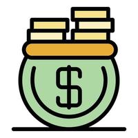 Money coin pot icon color outline vector