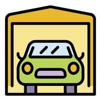 Car in the garage icon color outline vector