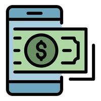 Smartphone money loan icon color outline vector