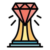 Shiny diamond cup icon color outline vector
