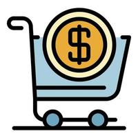 Money loan cart icon color outline vector