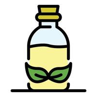 Bottle with leaves icon color outline vector