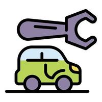 Car and wrench icon color outline vector