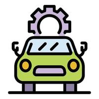 Car with gear above it icon color outline vector