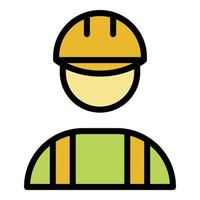 Worker silhouette icon color outline vector