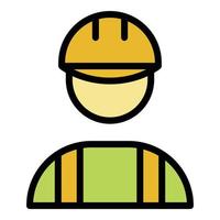 Worker silhouette icon color outline vector