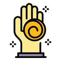 Hand hypnosis icon color outline vector