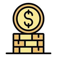 Stack of coins icon color outline vector