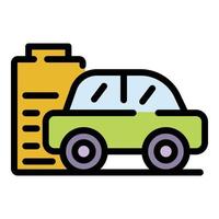 Car and battery icon color outline vector