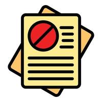 Rejected documents icon color outline vector