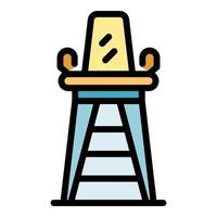 Lifeguard chair icon color outline vector