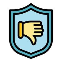 Shield dislike icon color outline vector