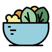 vector de contorno de color de icono de calorías de ensalada de frutas