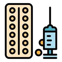 Allergy syringe icon color outline vector