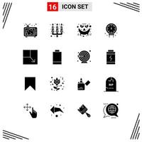 Set of 16 Vector Solid Glyphs on Grid for expand plumber light mechanical smiley Editable Vector Design Elements