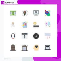 Group of 16 Modern Flat Colors Set for laser message signal chat security Editable Pack of Creative Vector Design Elements